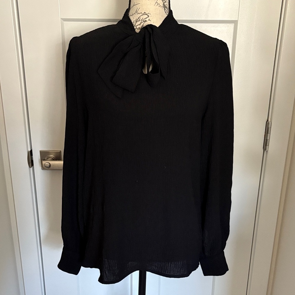 Chic Black Women's Blouse with Bow Detail